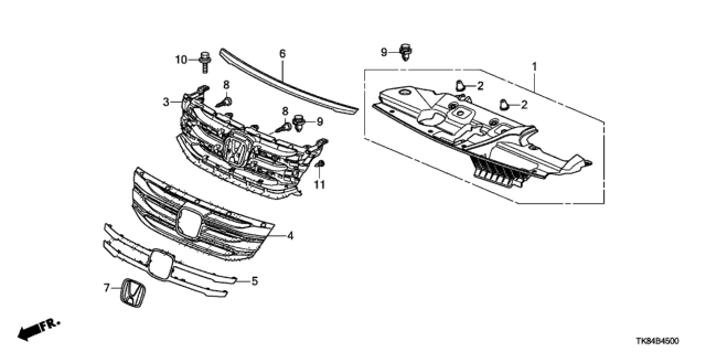 2012 Honda Odyssey 5 Door LX KA 5AT Front Grille Diagram