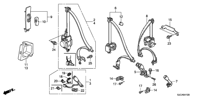 2014 Honda Ridgeline 4 Door RTL (SUNROOF/NAVIGATION) KA 5AT Seat Belts Diagram