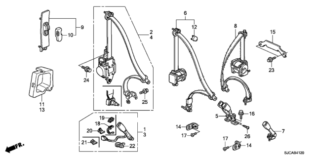 2014 Honda Ridgeline Seat Belts Diagram