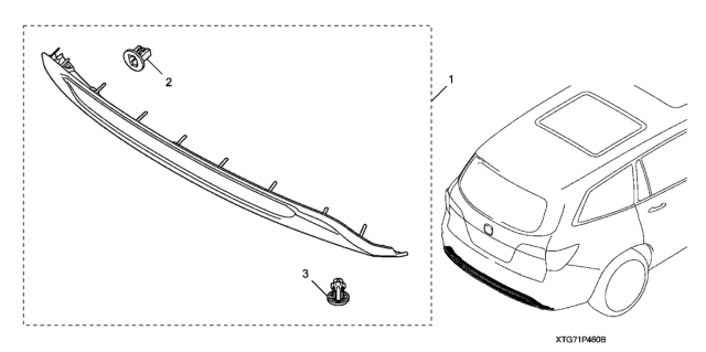 2017 Honda Pilot 5 Door EX-L (2WD) KA 6AT Lower Bumper Trim (Rear) Diagram