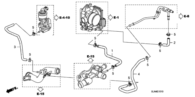 2008 Honda Fit 5 Door BASE KA 5MT Water Hose Diagram