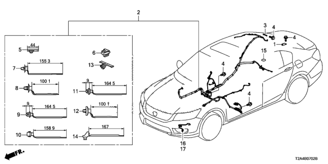 2013 Honda Accord Wire Harness, R. Side Diagram for 32140-T2A-A20