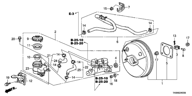 2012 Honda Fit Brake Master Cylinder  - Master Power Diagram