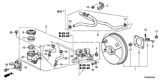 2009 Honda Fit Brake Master Cylinder  - Master Power Diagram