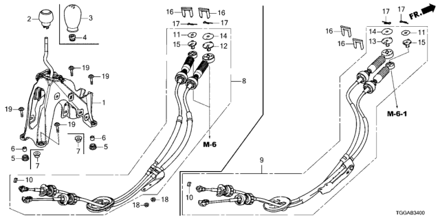 2021 Honda Civic 5 Door TR LE  (LIMITED EDITION) KA 6MT Shift Lever Diagram