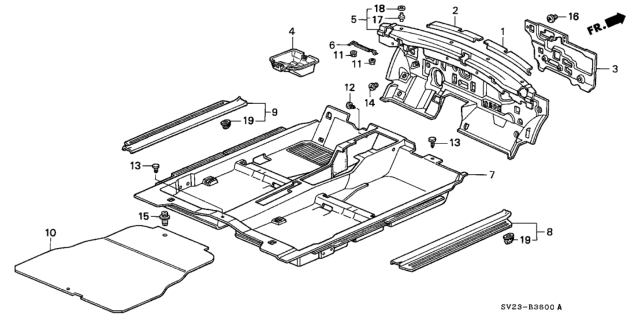 1995 Honda Accord 2 Door LX KL 4AT Floor Mat Diagram