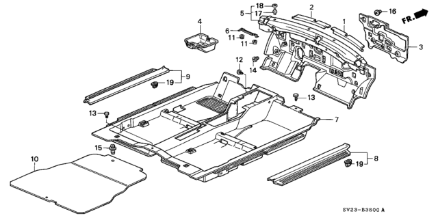 1995 Honda Accord Garnish, L. Side *G38L* (JADE GREEN) Diagram for 84251-SV2-A00ZA