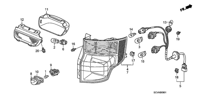 2009 Honda Element Taillight - License Light Diagram