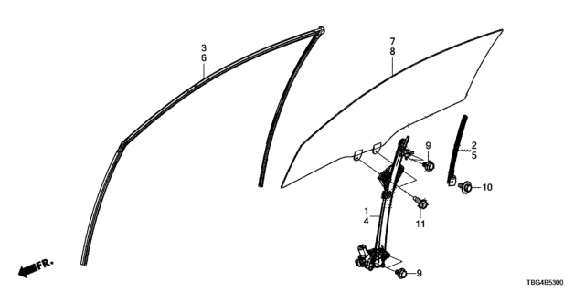 2019 Honda Civic Door Glass - Door Regulator Diagram