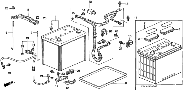 1997 Honda Accord 4 Door LX KL 5MT Battery Diagram
