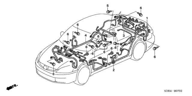 2005 Honda Accord Hybrid Wire Harness, RR. Diagram for 32108-SDR-A00