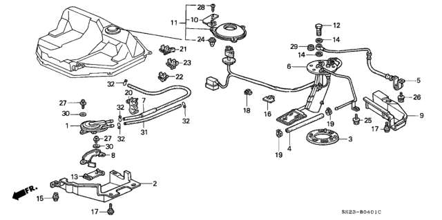1989 Honda CRX Pump Unit Assembly, Fuel Diagram for 17708-SH3-A40