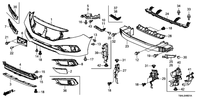 2021 Honda Civic Grille Assembly, Front Bumper (Lower) Diagram for 71115-TBA-A60