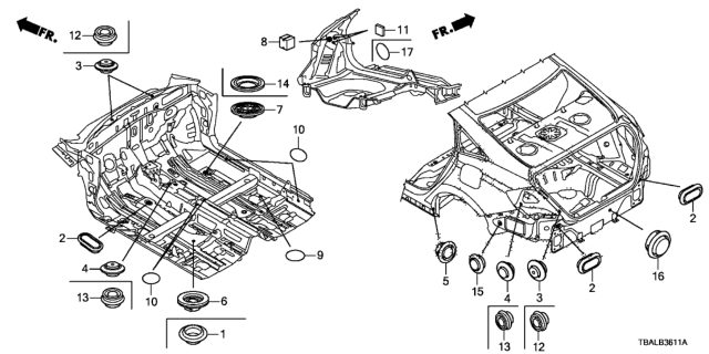 2021 Honda Civic Grommet (Rear) Diagram