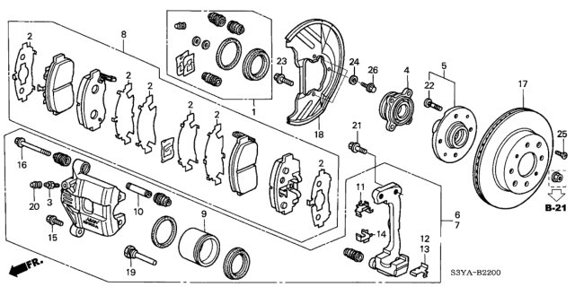 2006 Honda Insight Bolt, Caliper (M0Unt) Diagram for 90107-S3Y-000