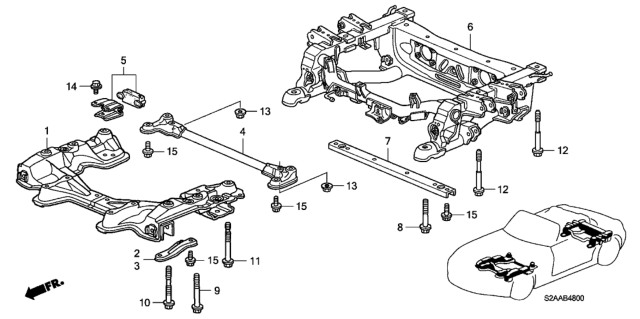 2009 Honda S2000 Cross Beam Diagram