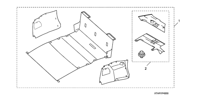 2018 Honda Odyssey Hardware Kit, Cargo Liner Diagram for 08P42-THR-100R1