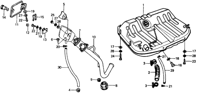 1977 Honda Civic 3 Door ** (1500) KL HMT Fuel Tank Diagram