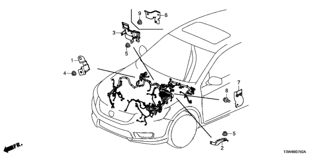 2017 Honda Accord Hybrid 4 Door HYBRID (EXL) KA CVT Wire Harness Bracket Diagram