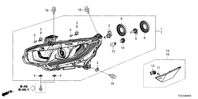 2021 Honda Civic Headlight (Halogen) Diagram
