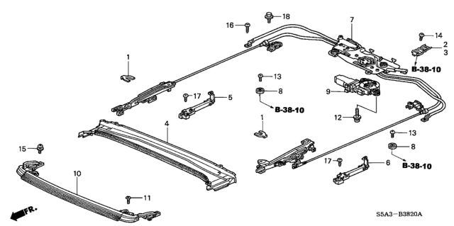 2003 Honda Civic Roof Slide Components Diagram