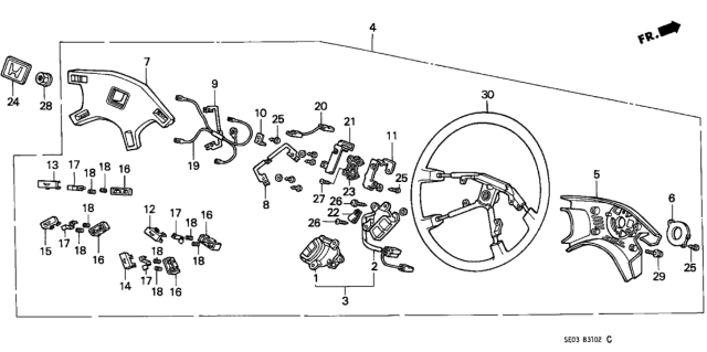 1987 Honda Accord Wheel, Steering (Black) (Nippon Purasuto) Diagram for 78501-SE0-A21ZA