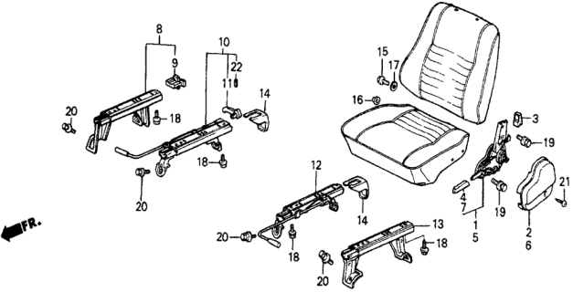 1987 Honda Civic 5 Door 4WD KA 5MT Front Seat Components Diagram