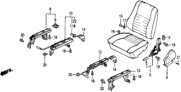 1987 Honda Civic Front Seat Components Diagram