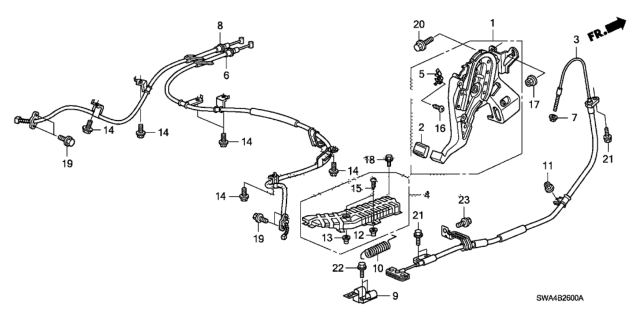 2009 Honda CR-V Wire B, Passenger Side Parking Brake Diagram for 47510-SWA-A02