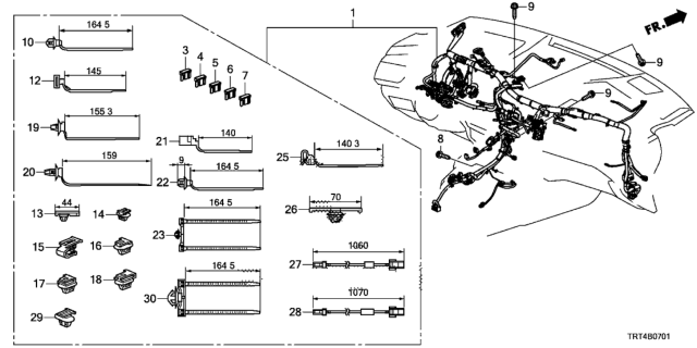 2019 Honda Clarity Fuel Cell Clip,Relay Holder Diagram for 91536-T2A-003