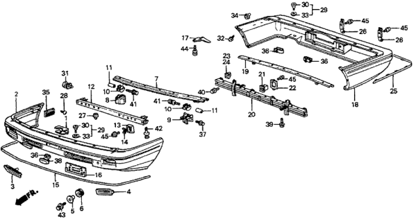1983 Honda Prelude 2 Door DX KL 4AT Bumper Diagram