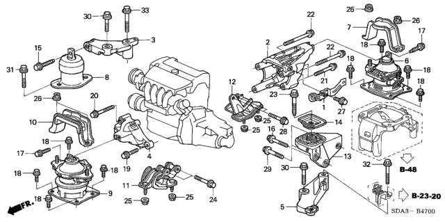 2006 Honda Accord Engine Mounts (L4) Diagram