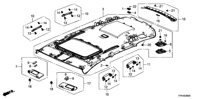 2021 Honda CR-V Hybrid Roof Lining Diagram