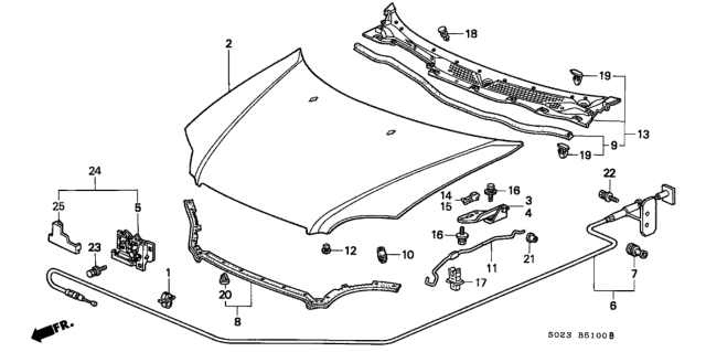 1999 Honda Civic Hood Diagram