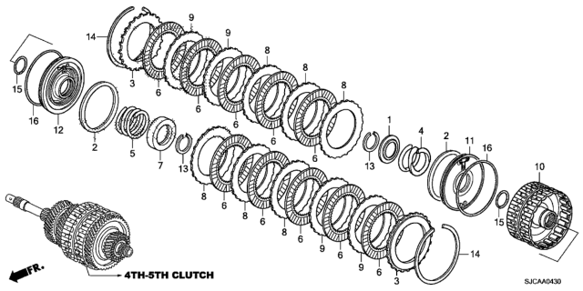 2014 Honda Ridgeline 4 Door RTS KA 5AT AT Clutch (4th-5th) Diagram