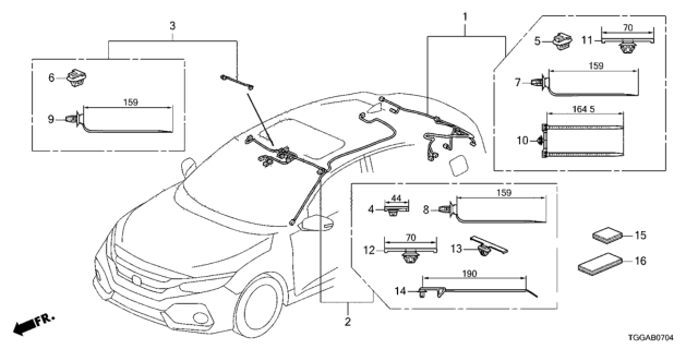 2021 Honda Civic WIRE, INTERIOR Diagram for 32155-TGG-C10