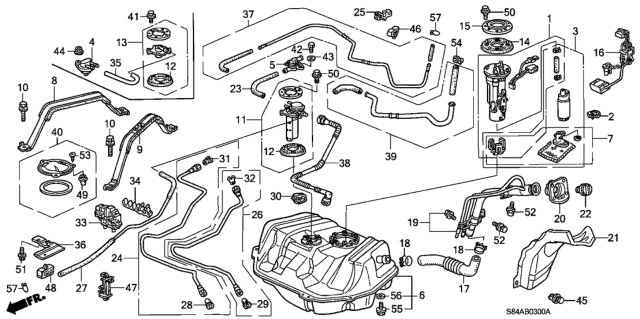 2002 Honda Accord Retainer Diagram for 17711-S84-003