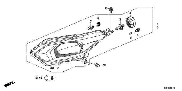 2016 Honda HR-V Headlight Assembly, Driver Side Diagram for 33150-T7S-A01