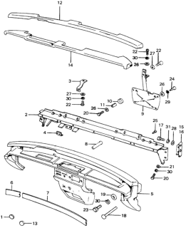 1976 Honda Civic 3 Door ** (1200) ** 4MT Instrument Garnish - Meter Housing Diagram