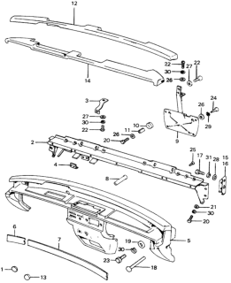 1973 Honda Civic Instrument Garnish - Meter Housing Diagram