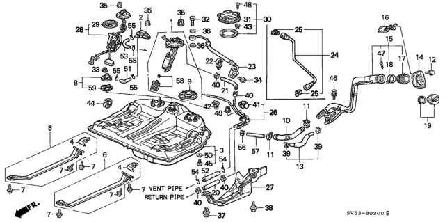 1997 Honda Accord Filter Set, Fuel Pump Diagram for 17516-SV1-000