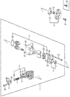 1984 Honda Accord 4 Door LX KH 4AT P.S. Pump Components Diagram