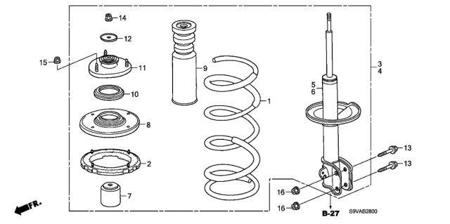 2008 Honda Pilot Shock Absorber Assembly, Right Front Diagram for 51601-S9V-A08