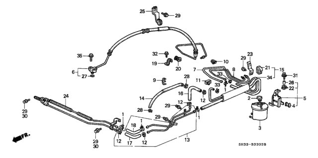 1990 Honda Civic Cooler, Power Steering Oil Diagram for 53765-SH3-A61