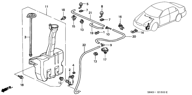 2001 Honda Accord Nozzle Assembly, Windshield Washer (Black) Diagram for 76810-S84-C02