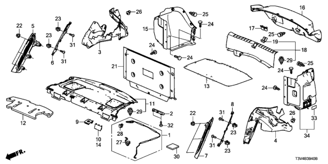 2014 Honda Accord Insulator, RR. Parcel Shelf Diagram for 84512-T3V-A01