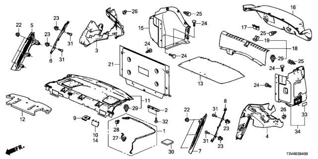 2014 Honda Accord Insulator, L. RR. Wheelhouse Diagram for 74691-T3V-A00