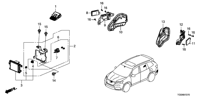 2020 Honda Passport 5 Door EXL (2WD) KA 9AT Radar - Camera Diagram
