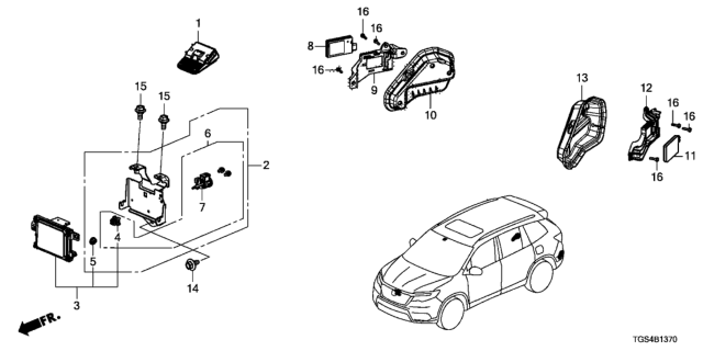 2020 Honda Passport BRACKET ASSY., R. Diagram for 36932-TJB-A01