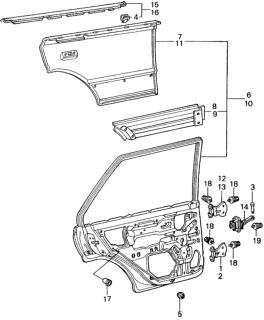 1983 Honda Civic Rear Door Panels Diagram